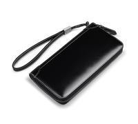 ZHCHAO Portefeuille Portefeuille Long à Fermeture éclair for d'affaires Vintage Pochette Longue Pince à Billets(Svart)