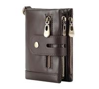 ZHCHAO Portefeuille Vertical Première Couche Multifonctionnel Fermeture Éclair Portefeuille en Cuir for(Brown)