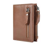 ZHCHAO Portefeuille Vintage Multifonctionnel à Fermeture éclair for, Haut de Gamme, avec Pince à Billets Courte(Brass)