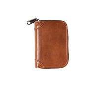 ZHCHAO Sac à Cartes Multi-capacité for, Sac Porte-Cartes Vintage à Plusieurs Fentes avec Fermeture éclair(Brown)