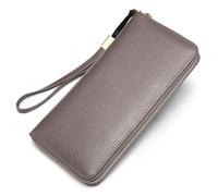ZHCHAO Sac à Main en Cuir for Femmes, Portefeuille Long en Cuir, Sac de Poignet for Femmes, Portefeuille en Cuir Long Multi-Fentes(Gray)