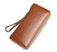 ZHCHAO Sac à Main en Cuir for Femmes, Portefeuille Long en Cuir, Sac de Poignet for Femmes, Portefeuille en Cuir Long Multi-Fentes(Brown)