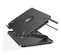 ZHCHAO Stand de Portable Multifonction avec Ventilateur de Refroidissement + 4pcs Titulaire de tablettes de Port, Hauteur réglable