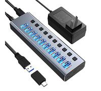 ZHCHAO Station d'accueil USB3.0 à 10 en Aluminium Hub Multifonctionnel Commutateur Autonome Hub(Color:D)