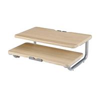 ZHCHAO Support de Moniteur d'ordinateur à 2 Niveaux Organisateur de Bureau en métal pour Ordinateur Portable Support de Moniteur de Bureau à Domicile(Light Wood)