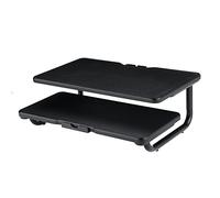 ZHCHAO Support de Moniteur d'ordinateur à 2 Niveaux Organisateur de Bureau en métal pour Ordinateur Portable Support de Moniteur de Bureau à Domicile(Svart)