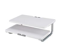 ZHCHAO Support de Moniteur d'ordinateur à 2 Niveaux Organisateur de Bureau en métal pour Ordinateur Portable Support de Moniteur de Bureau à Domicile(Wit)