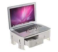 ZHCHAO Support de Moniteur réglable pour support de Bureau avec Organisateur de boîte de Rangement à 2 tiroirs pour Ordinateur Portable de Bureau à Domicile