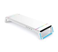 ZHCHAO Support de Moniteur Universel Riser Support RGB avec 4 Supports de Support d'organisateur de Bureau de Charge USB2.0 pour Ordinateur Portable(Wit)