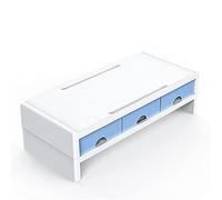 ZHCHAO Support de Support de Bureau pour Moniteur Multifonctionnel avec Organisateur de boîte de Rangement à 3 tiroirs pour Ordinateur Portable de Bureau à Domicile(Kl-Bleu,Double)
