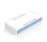 ZHCHAO Support de Support de Bureau pour Moniteur Multifonctionnel avec Organisateur de boîte de Rangement à 3 tiroirs pour Ordinateur Portable de Bureau à Domicile(Kl-Bleu,Single)