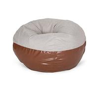 ZHCHAO Tissu Cuir 5 Pi Deux Tons Pouf Meubles Gris Clair Et Café