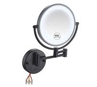 ZHCHL Miroir De Maquillage Mural Noir Rond 10X Grossissant Miroir,Miroir Lumineux LED Miroir De Salle De Bain, Deux Côtés Pivotement À 360°, Idéal pour Le Maquillage, Coupe De Cheveux Etc