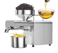 ZHDANB 800W Machine à Huile électrique, Petite Presse à Huile, Acier Inoxydable 304, Pressage à température constante, Extracteur d'huile INOX, Presse à Huile à Chaud et à Froid X3C-220V