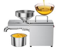 ZHDANB 800W Machine à Huile électrique, Presse à Huile pour Maison, Acier Inoxydable 304, Pressage à température constante, Machine à Huile Inoxydable, Presse à Huile à Chaud et à Froid X3C-220V