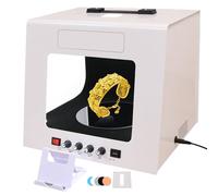 ZHDANB Boîte à lumière pour Photo de bagues, Éclairage 4 Faces, Réglable intensité/Vitesse, Platine, Boîte à lumière Bijoux Professionnelle, pour Bijoux,cosmétiques Black-20cm