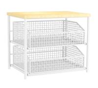 Zhdbchyuu 1 Space Saving Kitchen Countertop Storage Rack with Drawers and Metal Baskets - Sturdy Multi-Layer Storage Rack B