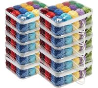 Zhdbchyuu 10 Pack Clear Yarn Storage Bags Bulk, 12 X 16 X 4 inches Yarn Storage Organizer Tote Bag for Knitting Wool Balls White