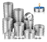 Zhdbchyuu 100 Pcs Aluminum Tea Light Cups with Wicks : Round Empty Candle Containers for DIY Candles Making Wedding Decor Favors