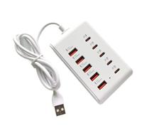Zhdbchyuu 10Port Fast USB Charger Power Strip Multi-Ports HUB Adapter Socket Desktop Charging Station USB Type C Socket Adapter