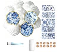 Zhdbchyuu 12 Set Scallop Shells for Crafts 4''-5'' White Natural Large Shells with Pcs Decoupage Paper Napkin Acrylic Paint Strips