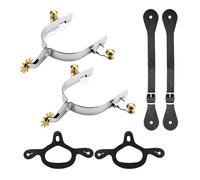 Zhdbchyuu 2 Pack Spurs for Cowboy Boots Men with 2 Pcs Leather Belt and Tie Down Straps, Western English Horse Spurs