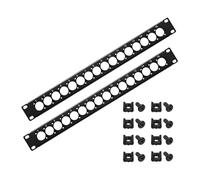 Zhdbchyuu 2 Packs 1U Rack XLR Patch Panel, Punched Metal Rack Mount Audio Rack Mount Panel 1U16