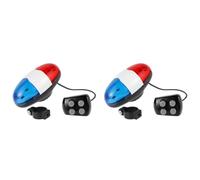 Zhdbchyuu 2 Pcs Bicycle Police Siren 4 Sounds Melody Bicycle Power Horn Siren Bell 6-LED Strobe Blue and Red Bicycle Safety Light