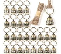 Zhdbchyuu 24 Pcs Pure Copper Bells Handmade Small Bell, Rustic Bronze Bells, Brass Covering Bell, with Rope Wind Chime, Vintage