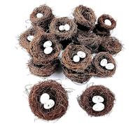 Zhdbchyuu 24PCS Small Faux Bird Nest with Eggs for Crafts, Rattan Nests for Easter Wedding Home Party Decor