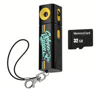 Zhdbchyuu 2K Digital Mini Action Camera Thumb Keychain Camera Retro Video Recorder Portable Pocket Small Camcorder with 32GB Black