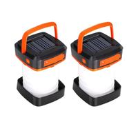 Zhdbchyuu 2PCS Rechargeable Solar Camping Lantern 3 Lighting Modes USB Portable LED Flashlight for Hiking,Emergency,Outdoor Use A