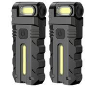 Zhdbchyuu 2PCS Rotating Head LED Work Light with Magnetic Base Rechargeable Mini Keychain Light for Auto Repair, Camping