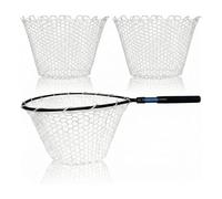 Zhdbchyuu 2Pcs Rubber Fishing Net Replacement Netting Without Handle Fly Fish Landing Nets Bag Foldable Rubber Mesh White