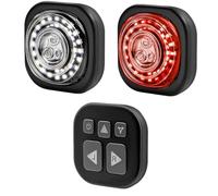 Zhdbchyuu 2Pcs Smart Bike Light with Remote Controller Sync Front & Rear LED Light Set,Rechargeable Bicycle Light for Night Riding