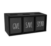 Zhdbchyuu 3 Grids Wall-Mounted Save Spend Bank Visualized Money Saving Box Wooden Piggy Bank Give Save Spend Money Box Ideal Gift
