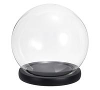 Zhdbchyuu 4.9" Clear Cloche Glass Dome, Glass Bell Jar Globe Display Case Tabletop Centerpiece with Black Wooden Base