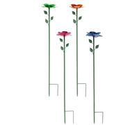 Zhdbchyuu 4 Pack Bee Watering Station, Metal Bee Bath Butterfly Feeder with Flower Design Colorful Butterfly Bath for Garden Yard