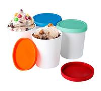 Zhdbchyuu 4 Pcs Ice Cream Containers for Homemade, Reusable PP Plastic Ice Cream Storage Containers, Leak-Free