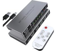 Zhdbchyuu 4K 240Hz 5 in 1 Out - 8K@60Hz -Compatible Splitter with Remote, HDR10+, Compatible 2.1, 3D, CEC, HDR, HDCP 2.3