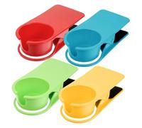 Zhdbchyuu 4Pcs Drinking Cup Holder Clip for Desk, Secure Beverage Holder for Water, Soda, Coffee Mug, Phone & More