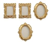 Zhdbchyuu 4Pcs Magnetic Picture Frames for Refrigerator,Wall Hanging Mini Gold Frames Vintage Oval Rectangle Baroque Photo Frames