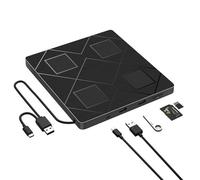 Zhdbchyuu 5-in-1 Extemal CD/DVD Drive for Laptop,Portable CD/DVD RW Burner with SD/TF Card Reader &DVD-ROM Rewritable Player