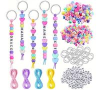 Zhdbchyuu 566PCS Custom Keychain Making Kit with Letter Beads and Adjustable Chain for Birthday Gifts