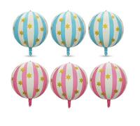 Zhdbchyuu 6 Pack Carnival Balloons 22 inch 4D Circus Balloons Star Balloon for Carnival, Circus Theme Party Decorations Pink+Blue