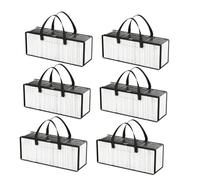 Zhdbchyuu 6 Pack DVD Storage Bags, Clear PVC DVD Case Holder with Handles, Front Window Zipper Design, Stackable Media Organizer