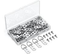 Zhdbchyuu 60 Pcs D Ring Picture Hangers with Screws, 18 Kg Load Heavy Duty Picture Hanging Hardware, Double Holes Picture Hooks