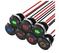 Zhdbchyuu 7Pcs 12mm Metal Indicator Light Car Motorcycle Waterproof LED Pilot Signal Lamp Panel Dashboard Warning 12V 24V Parts