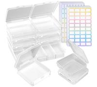 Zhdbchyuu 7PCS Plastic Storage Containers with 312 Colored Stickers, Clear Small Organizer Box for Collecting Small Items, Beads