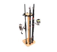 Zhdbchyuu 8-Slot Solid Wood Fishing Rod Floor Stand Storage Holder, Vertical Rack Organizer for Home Garage Cabin Boat A